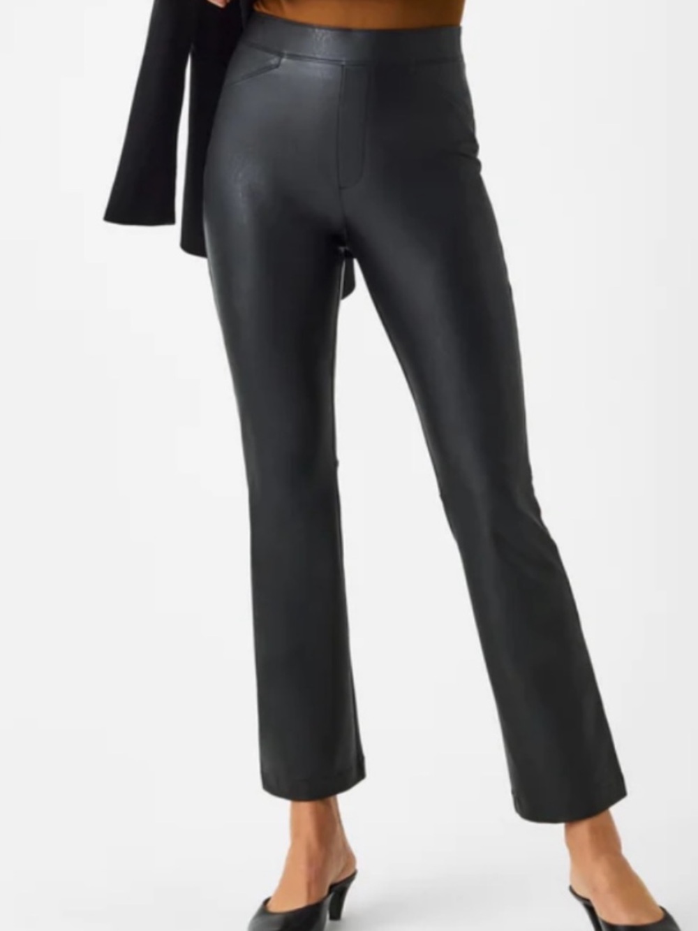 NWT Spanx Leather Kick-Flare Pants Sz XL Black